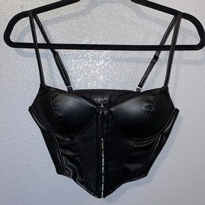 Black leather corset top